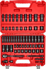 Impact Socket Set 3/8" Drive, 64-Piece Standard SAE 5/16 to 1 Inch  Metric 6