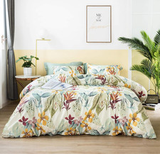 Vintage Floral King Duvet Cover Set - 100 Egyptian Cotton, 3 Pieces