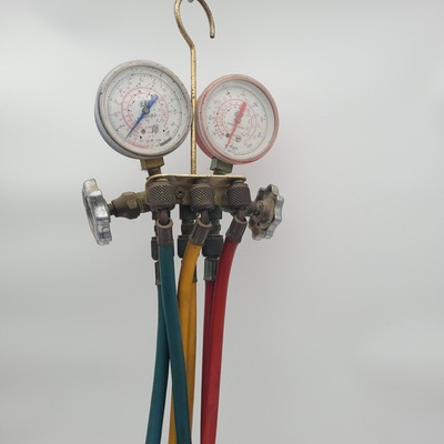 #ad JB Refrigeration Brass Manifold Gauge Set 3 Hoses R12 R22 R502 Untested $24.95