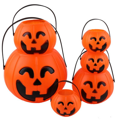 1 Set 3 Stück große mittlere und kleine tragbare Kürbis Eimer für Halloween Geist