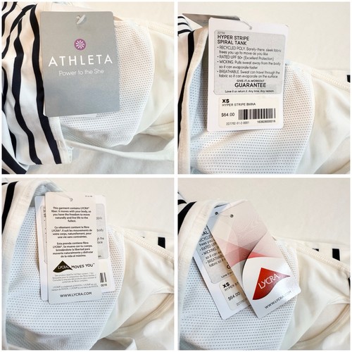 Athleta Size XS Hyper Stripe Spiral Tank Top White & Black Stripes Yoga NWT$64 - Picture 14 of 15