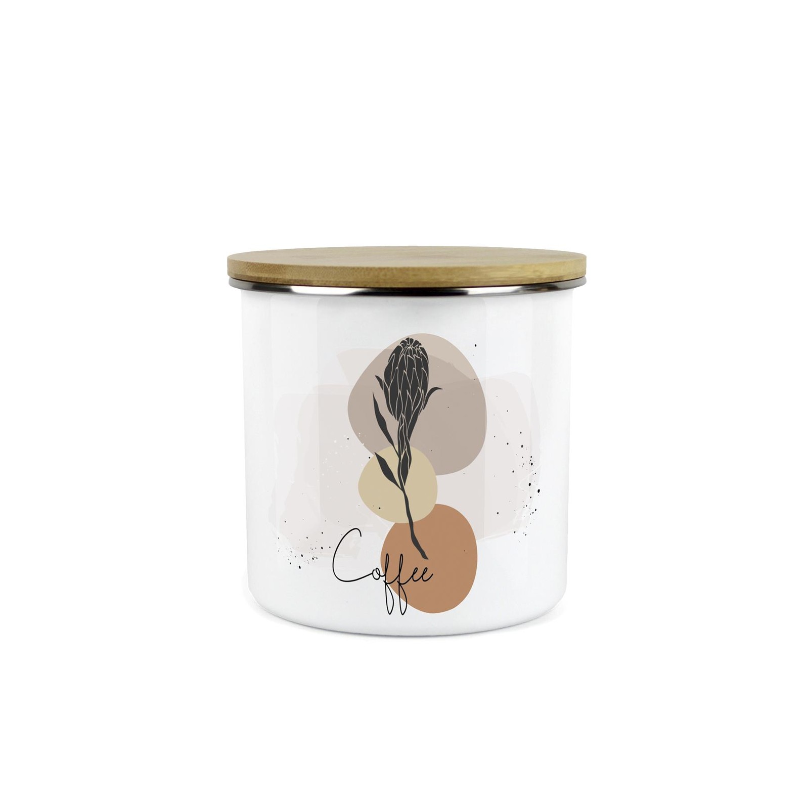 Proteas Floral Coffee Canister - Enamel Kitchen Storage Jar Gift