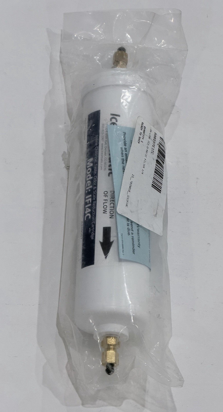 New Ice-O-Matic IFI4C In-Line Water Filtration System Cartridge 1/4" Compression