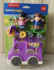 Fisher Price Little People Ice Cream Truck Tricycle Skateboard boy cone NEW set