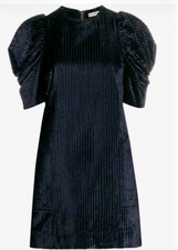 Ulla Johnson  Callahan velvet navy blue puff sleeve mini dress sz 4 XS/S