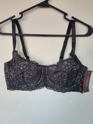 True and Co. Gramercy Balconette Black Lace Underwire Bra Women s 38D NWT