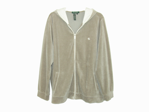 Ralph Lauren Womens 3X Beige Velour Track Suit Set Pants Hoodie Jacket with Logo - Picture 12 of 12