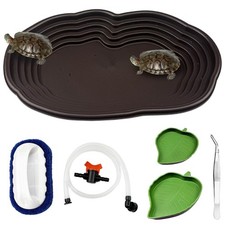 5 PCS Turtle Water Dish With Ramp Tortoise Food Bowl Leaf Shaped Habitat