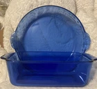Vintage Cobalt Blue Pyrex Set Of 2 Deep Dish Pie Plate #229 Loaf Pan #213-R