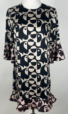 *NWT* FARM RIO for Anthro 3/4sl Silky 'Geo Toucan Mini Dress' - XS, Black Beige