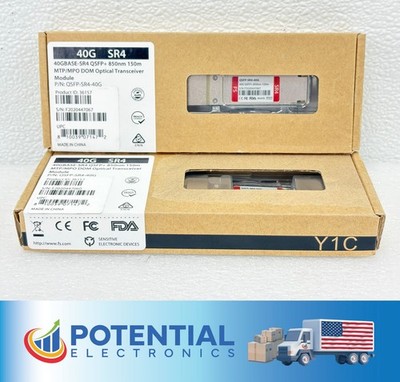 LOT OF 3 | FS QSFP-SR4-40G QSFP+ 850nm 150m Optical Transceiver Module - NEW