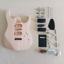 DIY Electric Guitar Kit Genuine Mahogany Body Rosewood Fretboard Tremolo Bolt On