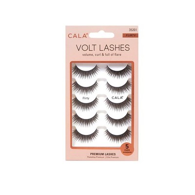 CALA Faux Mink Volt Lashes Flirty, Medium Volume 5 pair (Pack of 1), Black 
