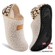 House Slippers for Women Men Slip on 8-8.5 Women/7-7.5 Men 01 Beige Leopard