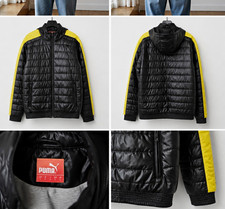 PUMA Herren Steppjacke schwarz/gelb Kapuze Re...