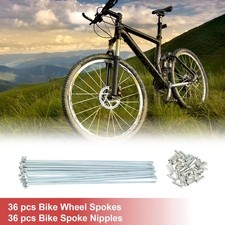 14G Bicycle Spokes 14G 210mm Bike Wheel Spokes with Nipple Silver Tone 36 Set