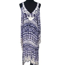 NWT Azul Angel | One Size | Flowey Boho Dress Caftan Embroidered Women's Blue