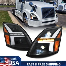 RH+LH LED Headlights Turn Signal For Volvo VN VNL VNM 2004-2018 Truck Projector