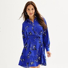 Women's Nine West Ruffle Hem Dress Size Large EUC Blue