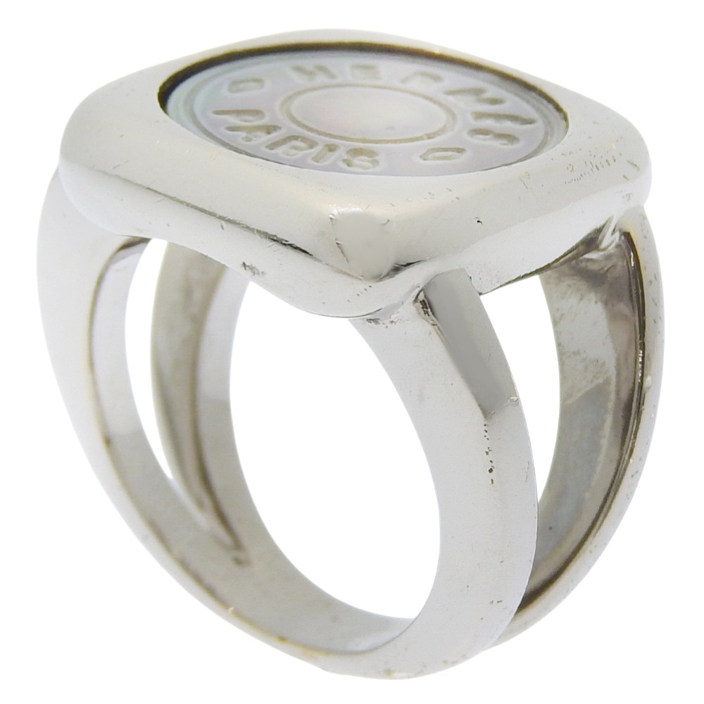 HERMES Corozo Series Ring BIJOUTERIE FANTAISIE Silver metallic
