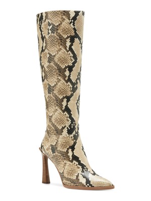 VINCE CAMUTO Womens Beige Snake Skin Pelsna Island Toe Stiletto Boots 9 M