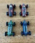 Lot 4 Vintage Barclay Metal Mites Bottle Series Diecast Miniature Race Cars