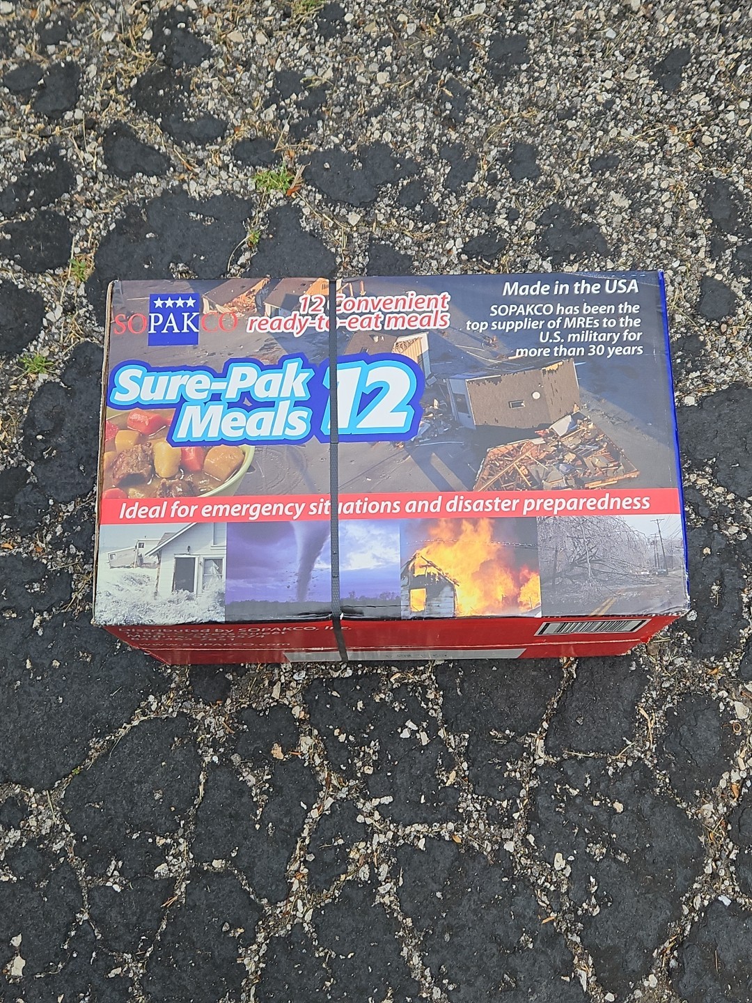 SURE-PAK MILITARY STYLE MRE CASE 12 MEALS READY TO EAT MRE W HEATERS-SOPAKCO