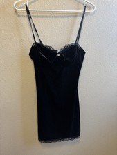 Princess Polly Black Velvet Lace Slip Dress Mini Y2K Lingerie Style AU 8 US 4