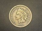 1859 Indian Head Cent , Laurel Wreath Reverse ( No Shield ) Has Scratch On Face