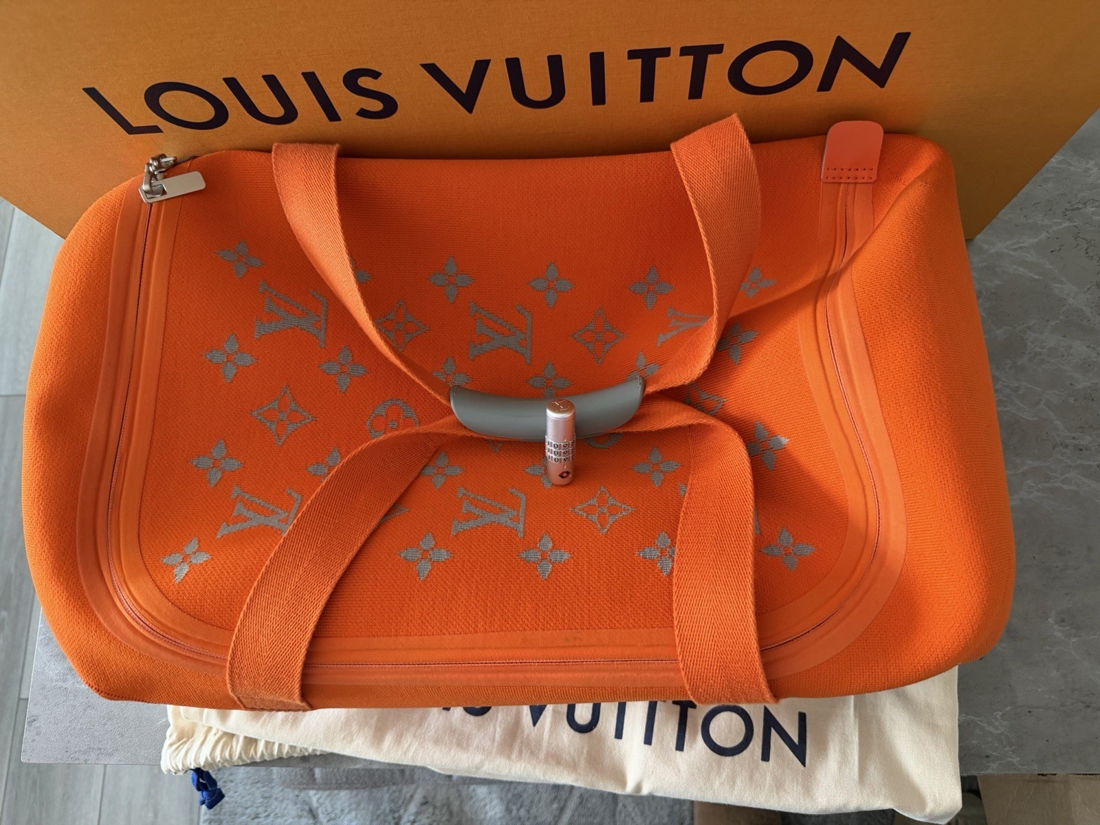 Louis Vuitton Horizon Soft Duffle 55 Orange Monogram Fabric
