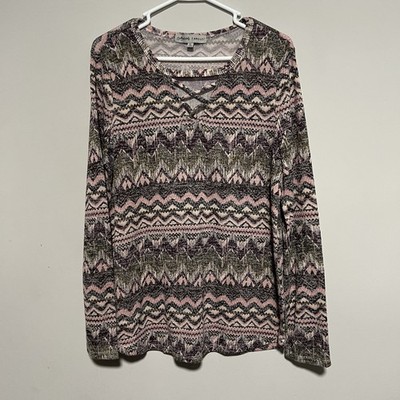 Absolutely Famous Womens Size XL Multicolor long Sleeve Knit Top 