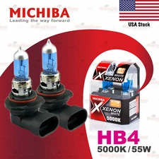 2x HB4 9006 MICHIBA 12V 55W Headlight Halogen Bulbs Lamps 5000K XENON Look WHITE