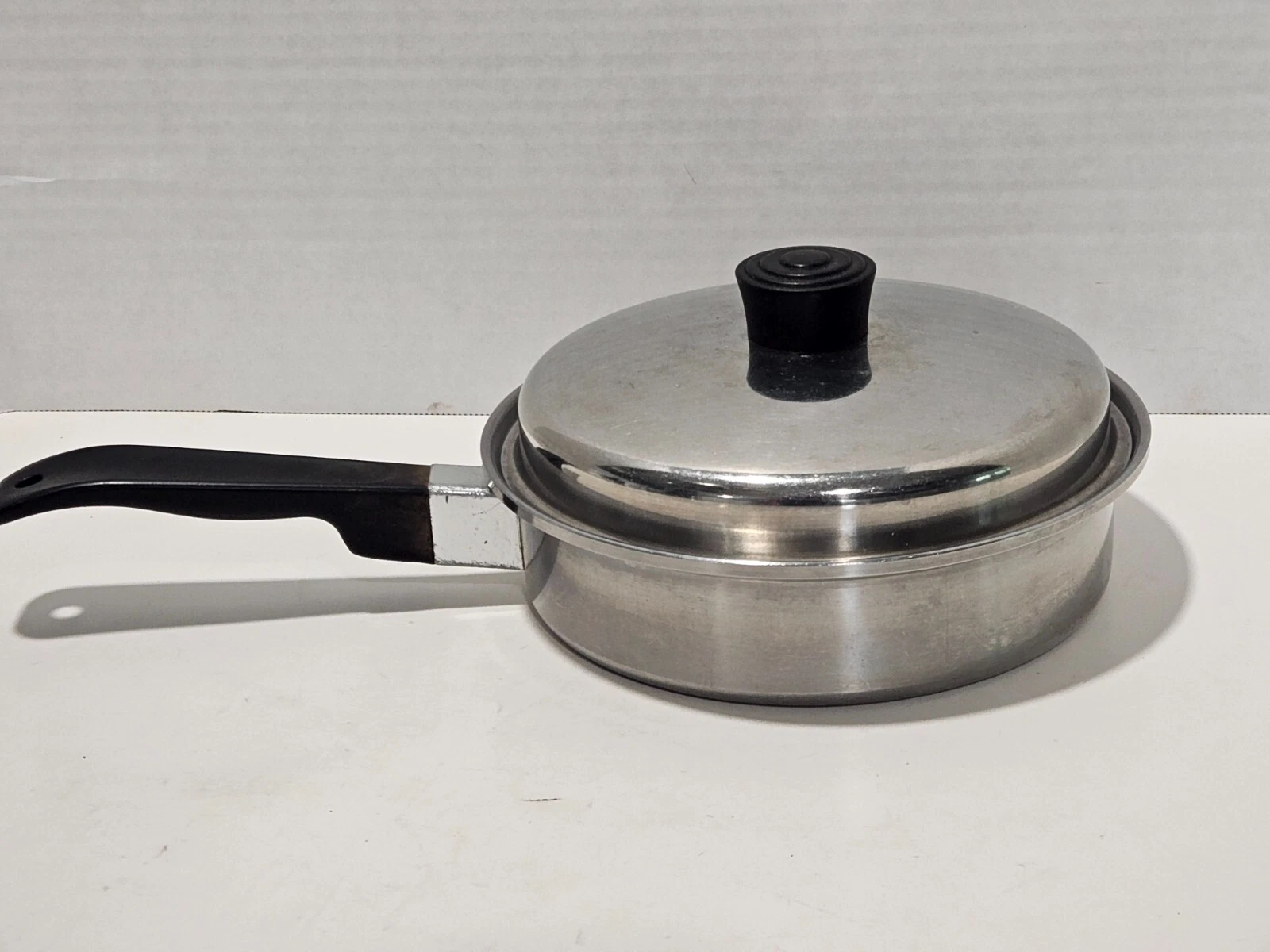 Vintage Lustre Craft Cookware 3 Ply Stainless Sauce Pot/ Fry Pan 7 1/4" w/ Lid