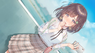 Anime girls digital art artwork 2d portrait brunette Playmat Game Mat Desk