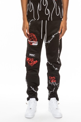 Herren Freizeithose Streetwear schmale Passform Hose Cargo Jogger Hip Hop Grafik Hose - Bild 3 von 32