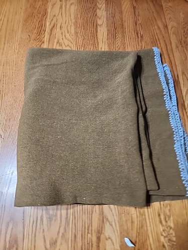 Wool Bed Blanket Green Army 56" Wide 68" Long - Picture 2 of 4