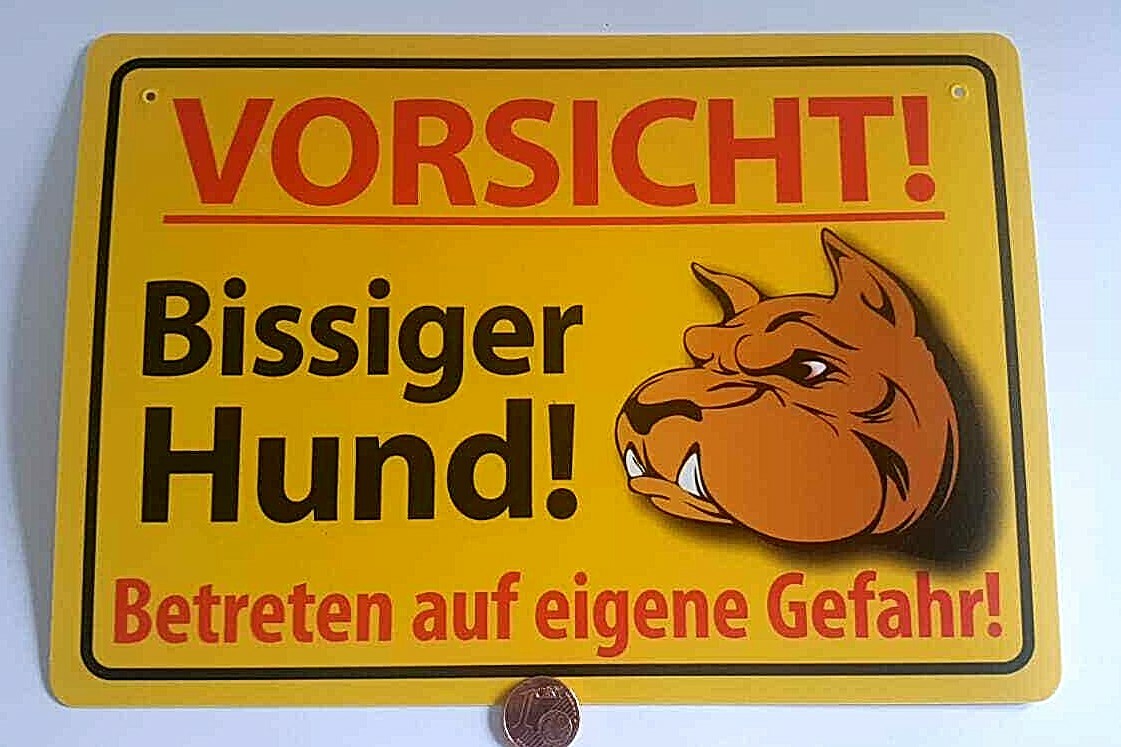 Vorsicht Bissiger Hund Schild 30x20cm - Reflektierend Für Garten