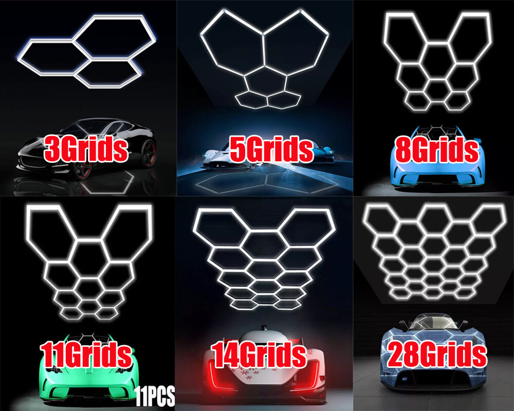 Car Detailing LED Shop Light Honeycomb Hexagon for Workshop Garage Warehouse Gym