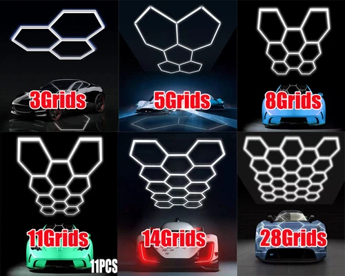 Car Detailing LED Shop Light Honeycomb Hexagon for Workshop Garage Warehouse Gym