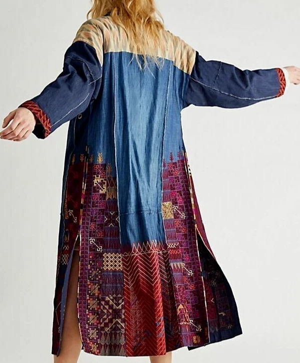 Free People NWT Size XS BEAUTIFUL Indigo Dreams Statement Maxi Jacket NEW