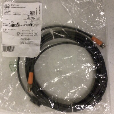 NEW, IFM EVC314, CONNECTION CABLE, 50V AC/ 60V DC, 3A, AWG 23, 5M LONG, 4PRONG