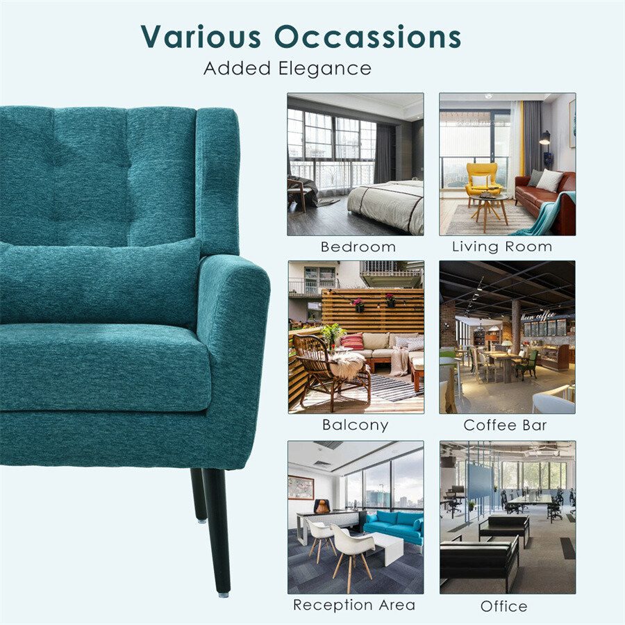 Modern Accent Chair Bedroom Arm Chair Chenille Armchair Lounge for Living Room