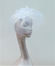 50's Style Veiled Fascinator White ASCOT WEDDING
