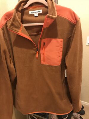 NEW Amazon Essentials Unisex Quarter-Zip Polar Fleece Jacket Orange XL