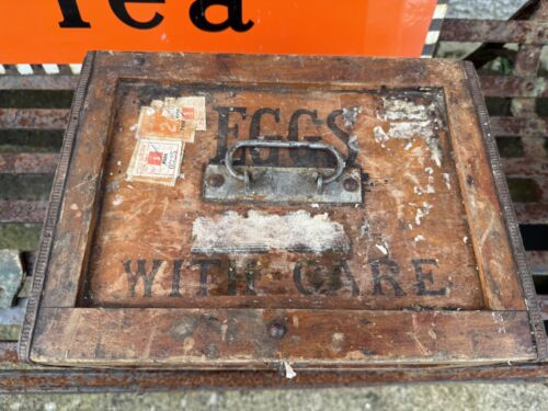 Vintage Antique WOODEN EGGS BOX delivery crate - Picture 7 of 14