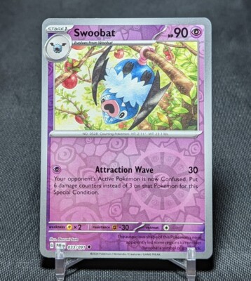 Swoobat Uncommon Reverse Holo Psychic PALDEAN FATES Pokemon TCG Card 033/091