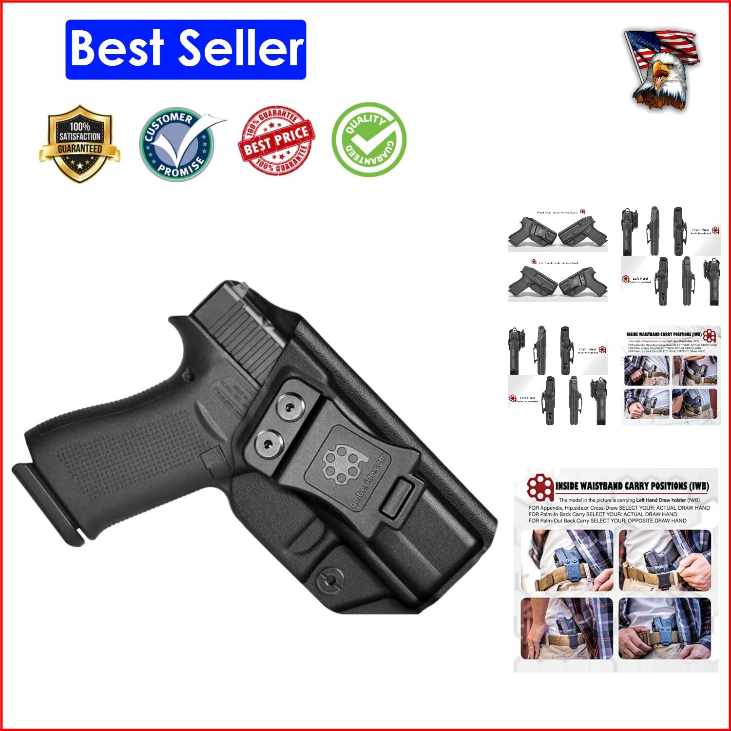 Adjustable IWB/OWB Glock 43 Holster - Waterproof Design & Fast Draw Capabilities