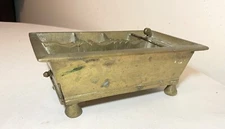 RARE antique 18th century handmade brass smoking stand desk caddy humidor box
