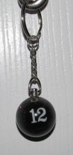 1 Inch Number 12 TWELVE SPARKLE Mini POOL BALL Billiard KEYCHAIN Ring NEW