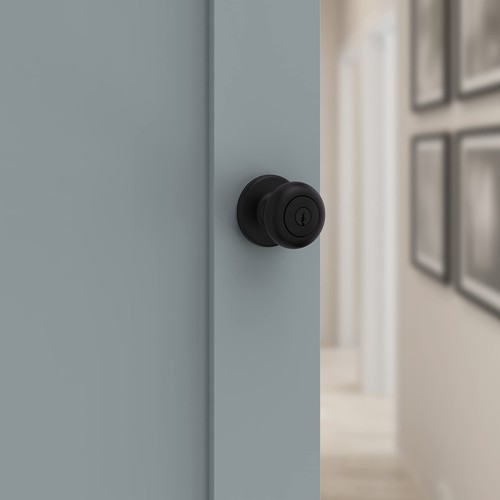 Kwikset Cove Entry Door Knob with Lock and Key, Secure Keyed Handle Exterior - Picture 6 of 7